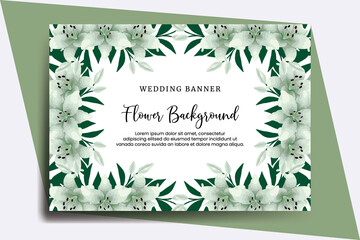 Wedding banner flower background, Digital watercolor hand drawn Lily Flower design Template