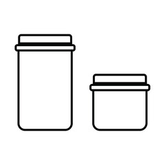 Kitchen glass jars icon. Glass bottles. Outline elements. Doodle style. Line art. Vector illustration. Stock image. EPS 10.