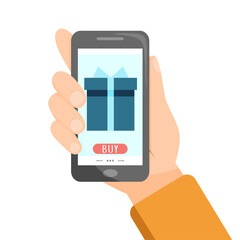 Online shopping concept - phone in the hand