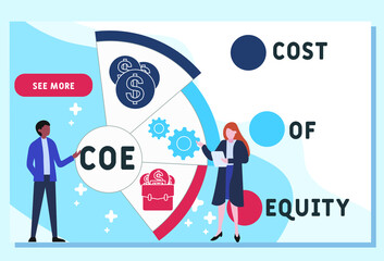 COE - Cost Of Equity acronym. business concept background. vector illustration concept with keywords and icons. lettering illustration with icons for web banner, flyer, landing page