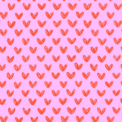 Seamless vector pattern with hearts. Doodle texture for wallpaper, background, fabric