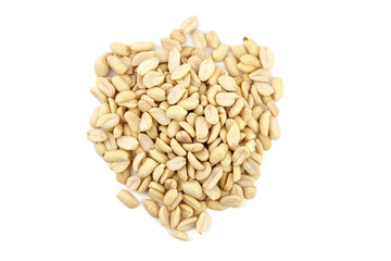 Raw blanched peanuts isolated on white