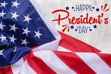 Fototapeta na wymiar Greeting card for Happy President's Day with national flag of USA