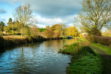 Fototapeta na wymiar canal river day view near blisworth england uk