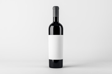 Blank wine botte with mock up place on white background. Product, alcohol, beverage and advertisement concept. 3D Rendering.