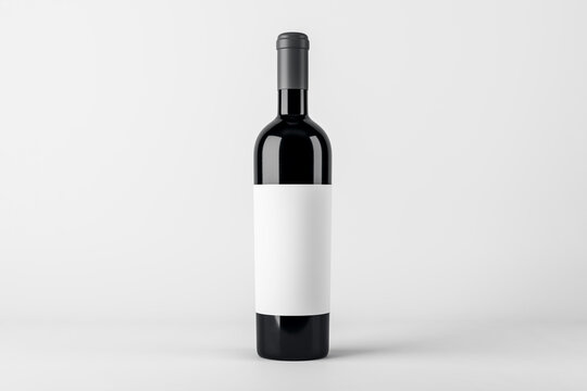 Blank wine botte with mock up place on white background. Product, alcohol, beverage and advertisement concept. 3D Rendering.