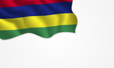 Mauritius flag waving illustration with copy space on isolated background