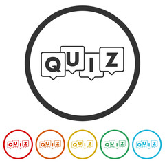 Quiz question icon isolated on white background, color set