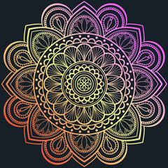 Circular in the form of a mandala, mehndi, tattoos, jewelry. Decorative ornament in the ethnic oriental style. Coloring book pages.