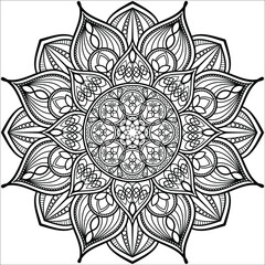 Circular in the form of a mandala, mehndi, tattoos, jewelry. Decorative ornament in the ethnic oriental style. Coloring book pages.