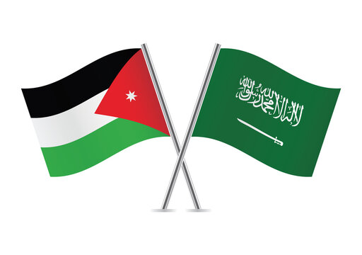 Jordan and Saudi Arabia flags. Vector illustration.