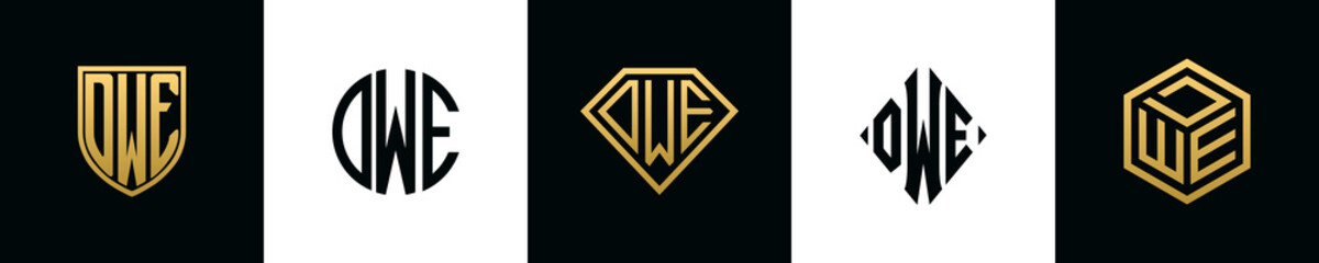 Initial letters DWE logo designs Bundle