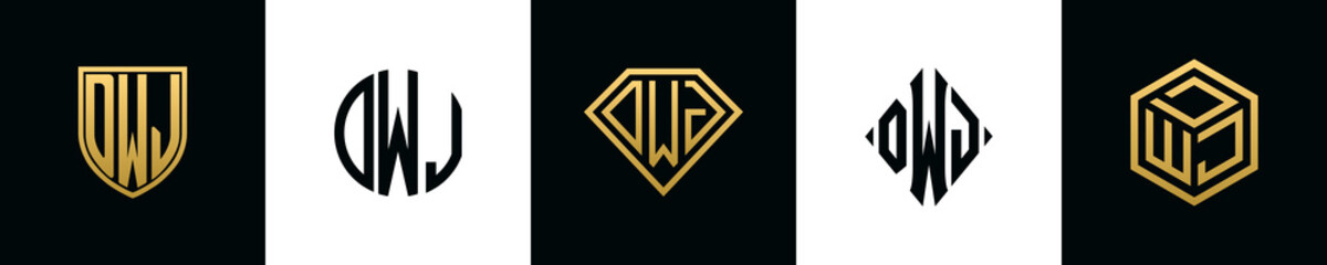 Initial letters DWJ logo designs Bundle