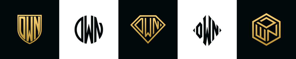 Initial letters DWN logo designs Bundle