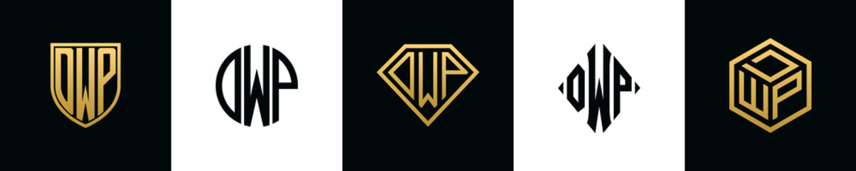 Initial letters DWP logo designs Bundle