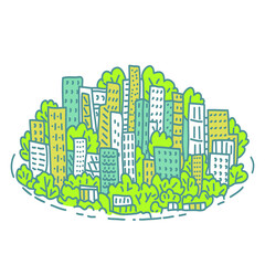 Isolated city metropolis in a doodle style. vector illustration isolated on white background