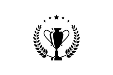 Best champions cup trophy vector design. Champion cup winner trophy award with laurel wreath