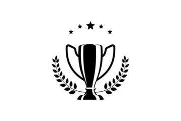 Best champions cup trophy vector design. Champion cup winner trophy award with laurel wreath