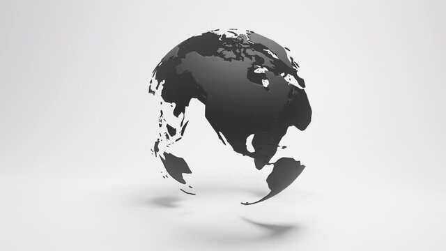 planet earth, abstract dark globe with land map video infinite loop in high quality
