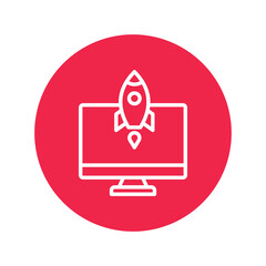 Startup laptop Vector icon which is suitable for commercial work and easily modify or edit it

