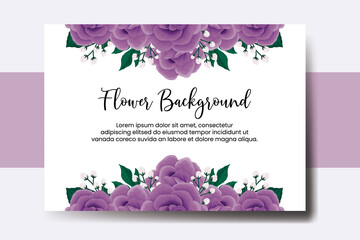 Wedding banner flower background, Digital watercolor hand drawn Purple Rose Flower design Template
