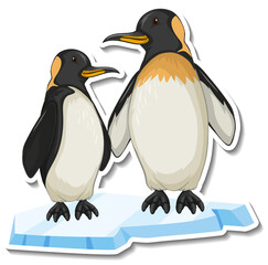 Mother and baby penguin animal cartoon sticker