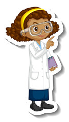 Scientist girl cartoon character sticker