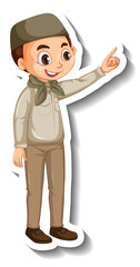 Muslim boy in safari outfit cartoon character sticker