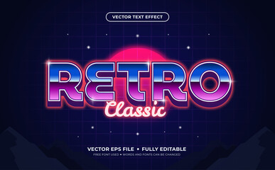 Retro Classic, 3d 80's style Editable Vector Text Effect