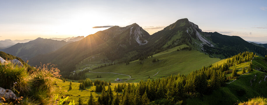 Sunset on the mountain, Sonntagshorn, Heutal, Unken, Pinzgau, Salzburger Land, Austria