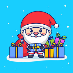 Chibi Santa Claus vector cartoon illustration