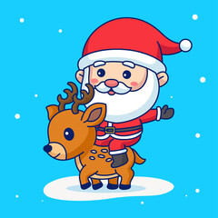 Chibi Santa Claus vector cartoon illustration