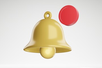 3D Rendering yellow notification bell with new notification on smartphone