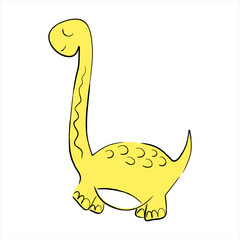 Cute cartoon little yellow dino