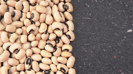 Uncooked black eyed peas. Health food concept.