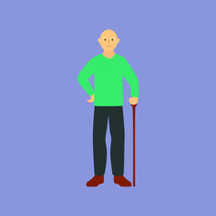 Grandpa Cartoon Flat Vector Illustration