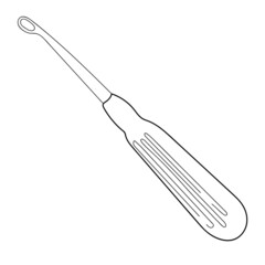 Freehand sketchy line art of dental instrument silhouette. Medical instruments. Isolated vector illustration.