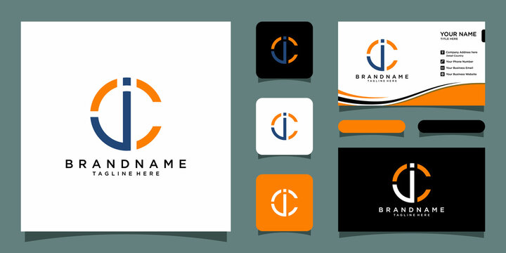 Initial letters JC circle shape monogram with business card design template
