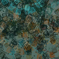 Minimalism and simplicity. Dynamic pattern. Rectangles. Vivid colors. Handmade sketch. Modern, artistic background. Layered painting. Pastel tones. 2d illustration. Tiny shapes. 