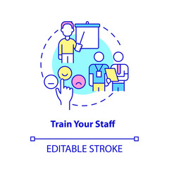 Train your staff concept icon. Courses for personnel. Customer service abstract idea thin line illustration. Isolated outline drawing. Editable stroke. Roboto-Medium, Myriad Pro-Bold fonts used