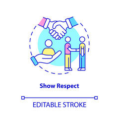 Show respect concept icon. Appreciation and esteem. Customer service abstract idea thin line illustration. Isolated outline drawing. Editable stroke. Roboto-Medium, Myriad Pro-Bold fonts used - obrazy, fototapety, plakaty