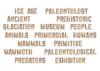 Obraz premium Collection of a ice age related words and phrases in a vintage style
