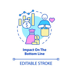 Impact on bottom line concept icon. Final income. Customer service benefits abstract idea thin line illustration. Isolated outline drawing. Editable stroke. Roboto-Medium, Myriad Pro-Bold fonts used