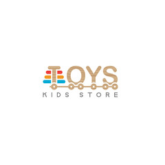 Flat letter colorful TOYS KIDS STORE logo design