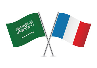 France and Saudi Arabia flags. Vector illustration.