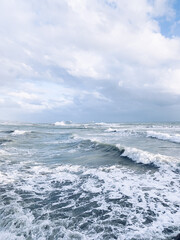 Cloudy and stormy sea scape, natural colors, natural background