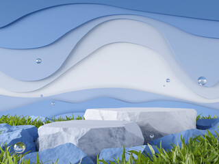 mockup 3d background blue tone concept 3D rendering