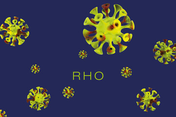 rho Covid 19 Corona Virus variant PANDEMIC 3D Illustration