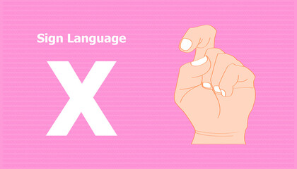 sign language alphabet X for communication. vector illustration eps10