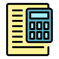 Manual calculator icon. Outline manual calculator vector icon color flat isolated
